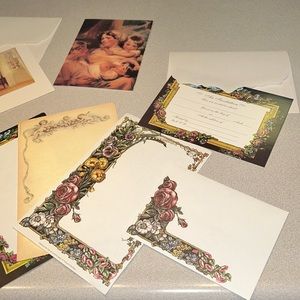 Assortment of Victorian Style Stationery and Three Stickers